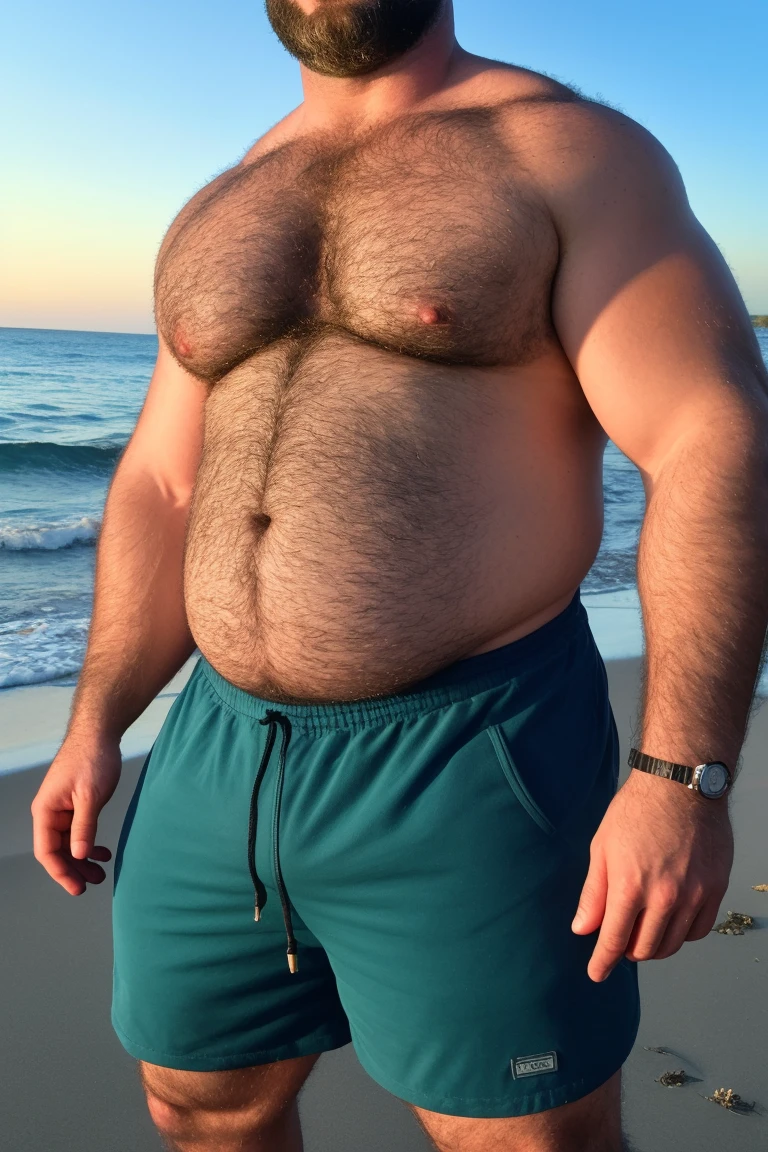8KUHD HDR Very Extremely Realistic Very Detailed High Quality Create a professional studio-style Very Real photograph featuring a middle-aged daddy rugged muscle bears man , burly, very hairy, very beared big daddy bear, and very realistic detailed rugged burly man and his husband in shorts. beards, very realistic hair, very realistic beards, very realistic thick chubby neck, very realistic neck lines, very realistic detailed neck, very realistic belly, very realistic burly chest, very realistic detailed hairy burly strong chest and arms, very realistic detailed hairy burly strong chest and arms, very realistic pecs, very realistic burly muscle bear body, very realistic nipples, very realistic burly muscle bear body, very realistic face, very realistic detailed face, very realistic eyes, very realistic detailed eyes, very realistic pupils, very realistic detailed pupils, very realistic nose, very realistic ears, very realistic facial features, very realistic burly arms, very realistic elbows, very realistic hands, very realistic pecs, very realistic belly, very realistic human man body, very realistic bellybutton, very realistic wrists, very realistic fingers, very realistic fingernails, very realistic shoulders, very realistic mouth, very realistic lips, very realistic detailed skin, very realistic skin, very realistic mens clothing, very realistic detailed mens clothing. Very Realistic Hairy Burly Muscle bear Photoshoot, A very realistic burly muscle bear man in a Beach, in a very realistic romantic and virile Beach scene. Very Realistic Intricately Detailed, Utilize all appropriate realistic lighting techniques for studio photography" very realistic detailed beach surroundings, very realistic surroundings lighting, No Deformities, Very Ultra Realistic and Very Realistic Photograph, Clear HDR Quality full with very realistic real details