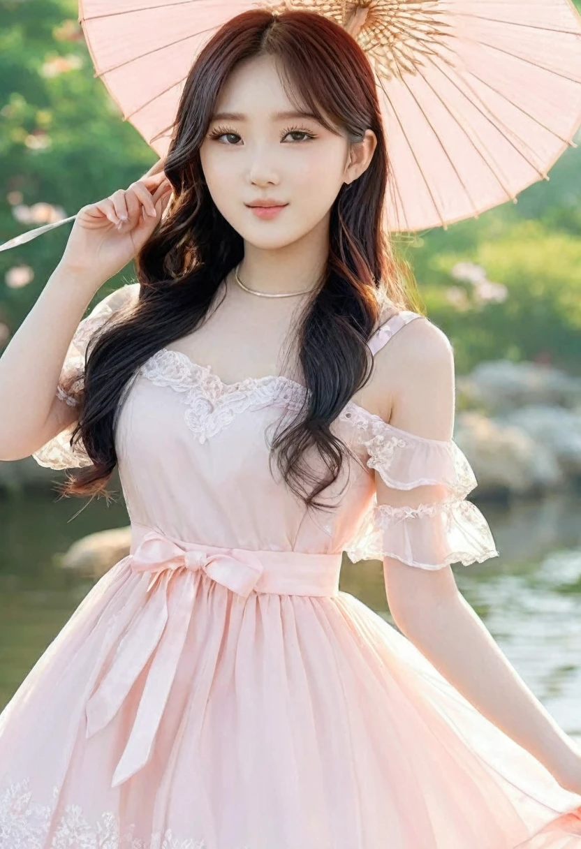 ((high quality:1.2)), work of art, (8k), extremely detailed, ((High detail:1.2)), ((best resolution:1.4)), Solo, 1girl, 24 years old Korean Ulzzang female, ((dress)),