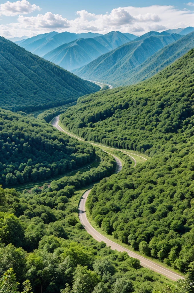 Create beautiful valley surrounded by thick forest