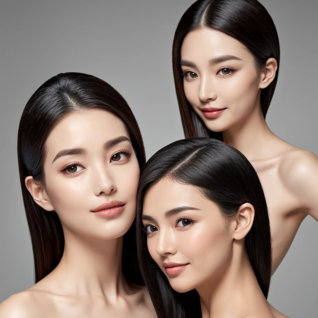 has a heart-shaped face with gently contoured cheekbones. His eyes are large and almond-shaped, with well-defined and arched eyebrows that highlight your expressive look. She has full, well-defined lips., with a charming smile that complements his appearance. His nose is small and straight, in harmony with the rest of your delicate facial features. Black silky hair, often elegantly styled, frames your face. On the whole, Its appearance conveys a balance between sophistication and youth, with distinctive features that make it unique.
