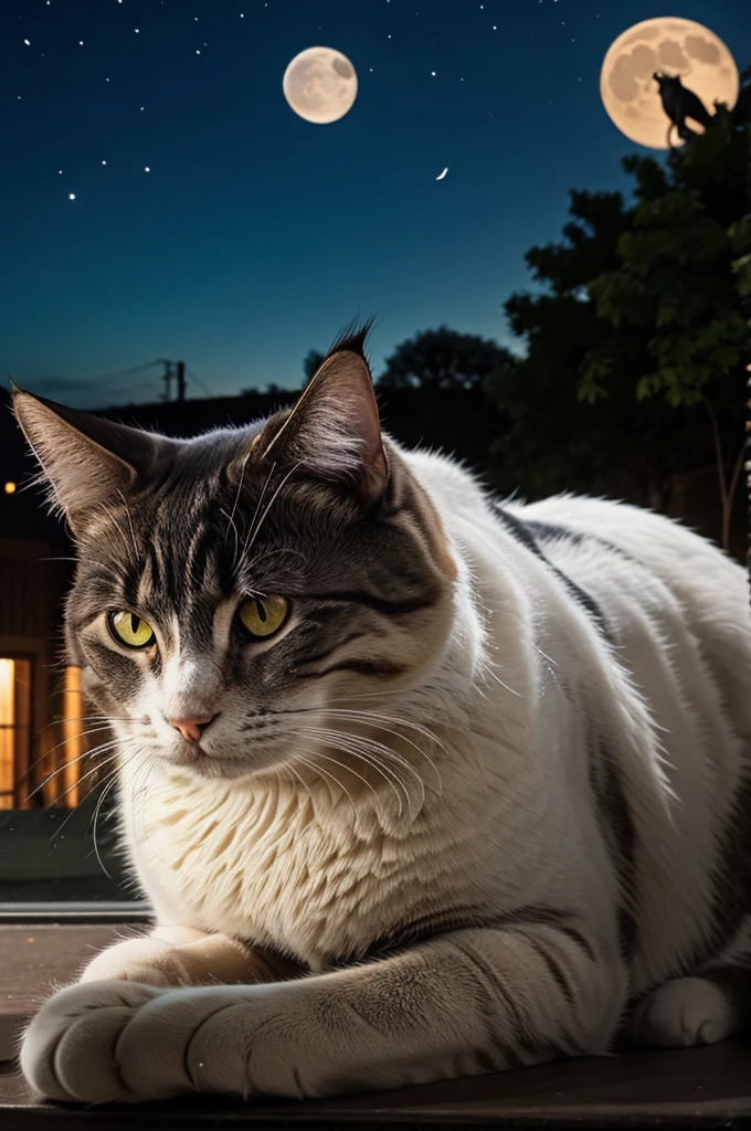 A cat staring at the moon 