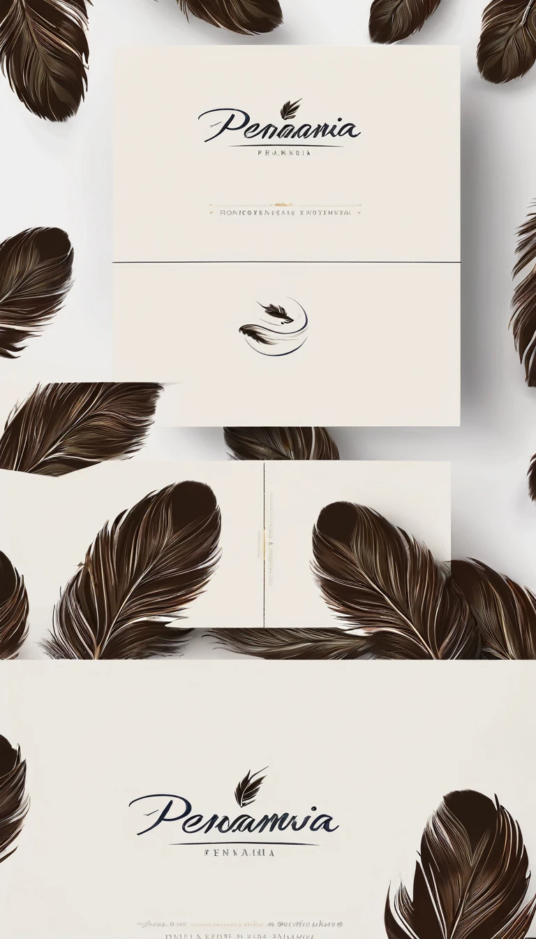 Create a minimal, modern, simple, inspirational, memorable, dream like logo design of a boy and a feather for the brand “Penamemoria".