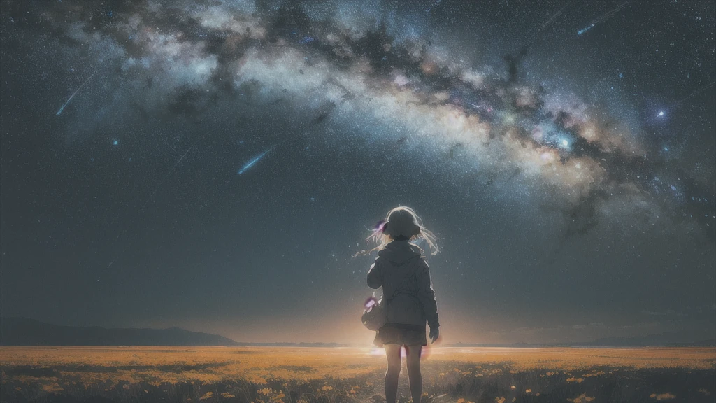 milky way, Absurd, High resolution, Super detailed, (One little girl:1.3),
Break Lomography, Analogue photography, Vibrant colors, Soft Focus, Light leakage, Dreamy atmosphere, Experimental charm, Nostalgic Charm BREAK Color Field Painting, large colored bands, abstract expressionism, Bold colors, Emotional impact, Atmospheric Depth, Minimalist Approach BREAK
, Space Exploration, Celestial Bodies, Astronomical phenomena, Scientific discoveries, otherworldly wonders