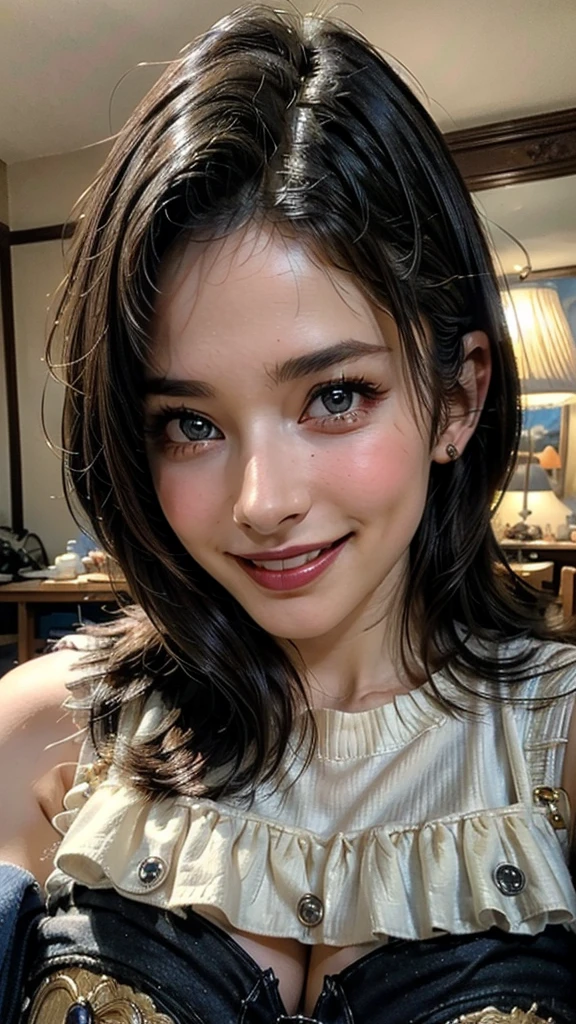 (Absurdly , high quality , Super detailed:1.2 ) ,( Handcrafted details ) , (Highly detailed beautiful face:1.4), ((Highest quality)), ((masterpiece)),smile ,beautiful woman, ((highest quality)), ((masterpiece)), (be familiar with), perfect face、(8K, highest quality, masterpiece:1.2),(highest quality:1.0), (ultra high resolution:1.0),((Natural big breasts:1.2)),((Upper Body))