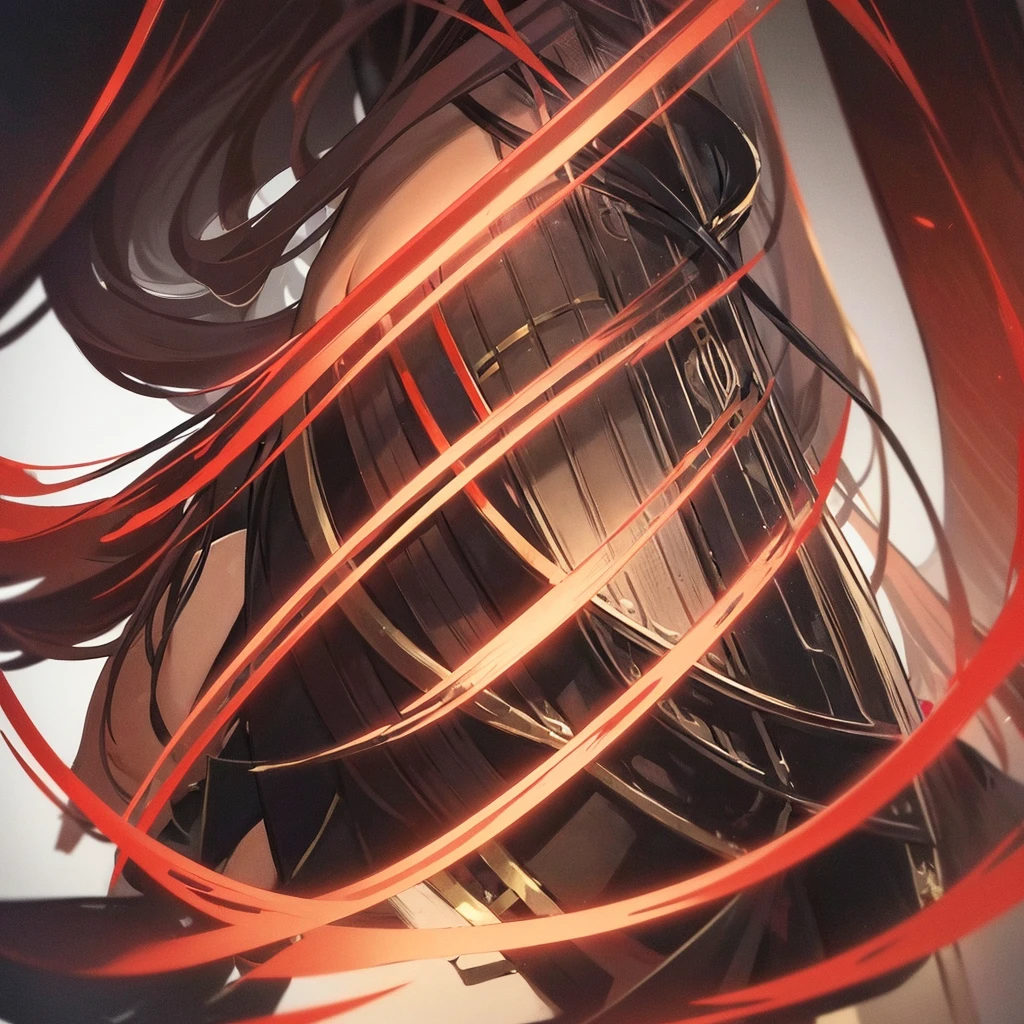 Black Background。Black, red and gold are the base colors for the characters.。Anime painting。Low angle detail drawing。Draw a detailed face。Draw hands in detail。Draw long pants in detail。Draw the dress in detail。Woman's head with horse ears。Cute beautiful girl running。Drawing long hair in detail。Draw a large tiara in detail。smile。Glasses。