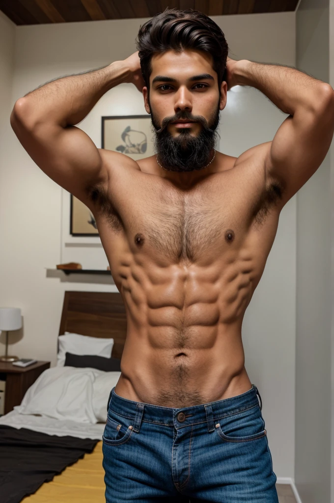 Dusky skinny body boy with beard