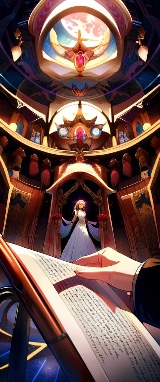 Someone reading a scroll , front perspective