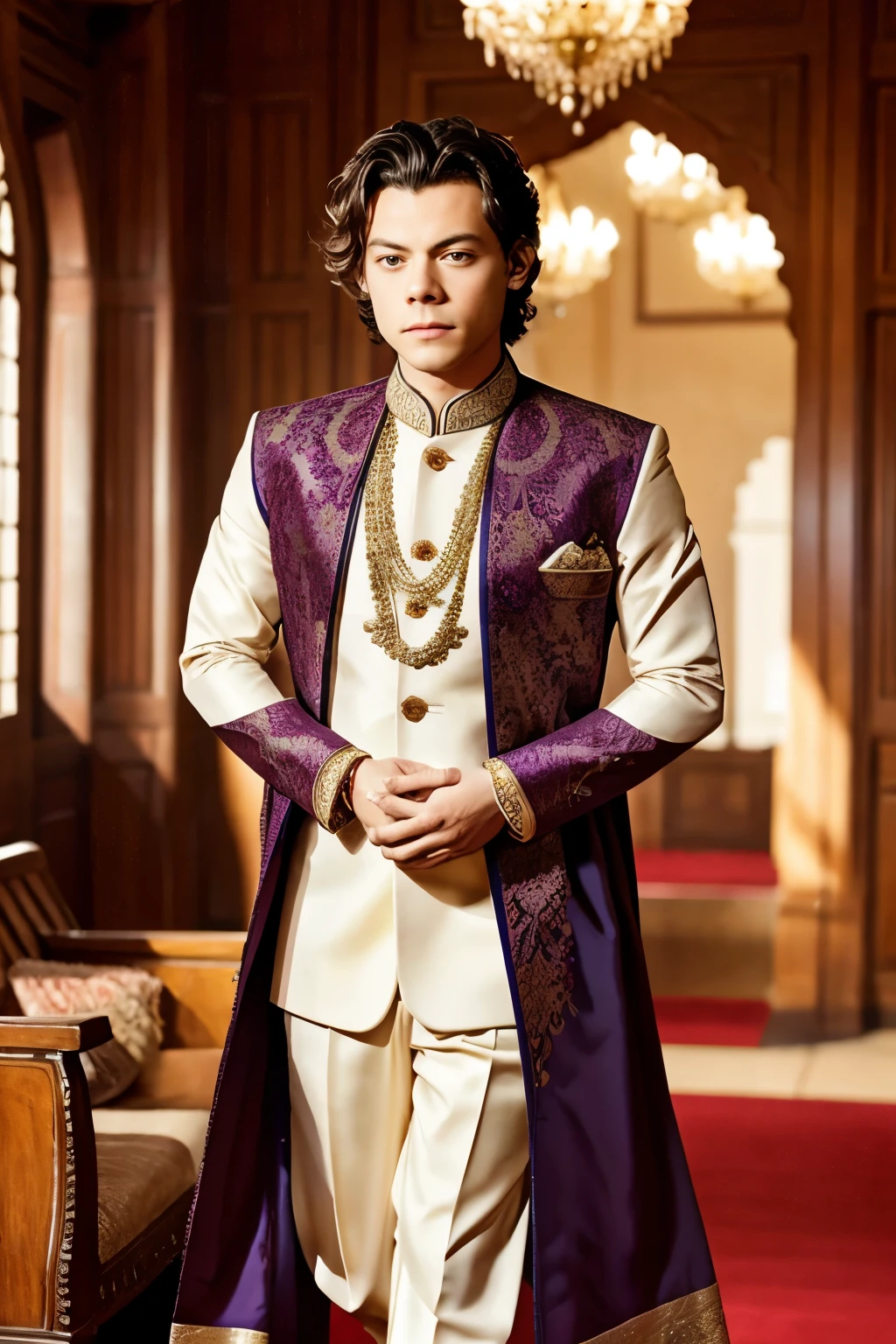 Generate a picture of harry styles in sherwani