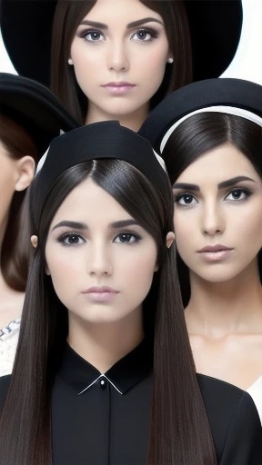 Group of haredi Stylish hair woman gathered focus on faces.