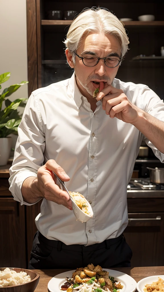 man eating garlic
