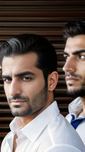 Group of lebanese man gathered focus on faces.