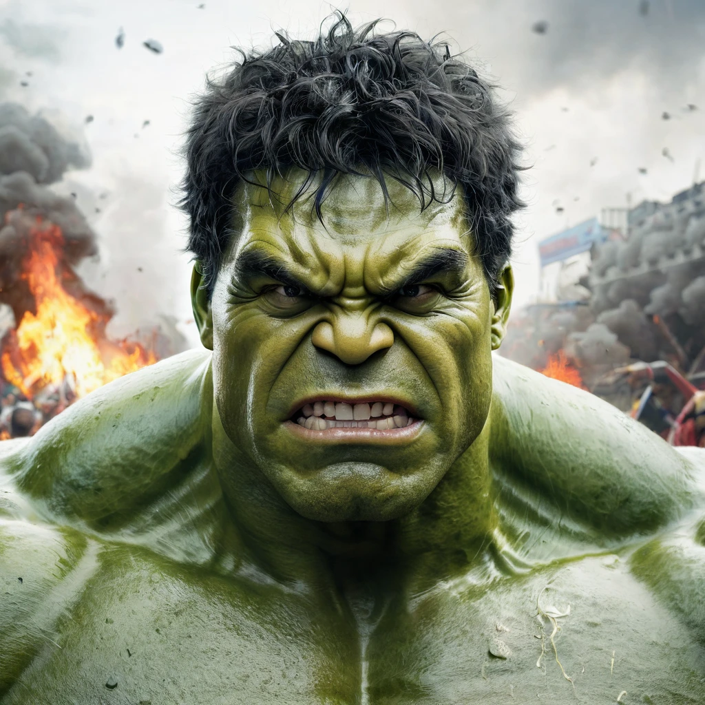 Create a portrait of hulk as a south indian 