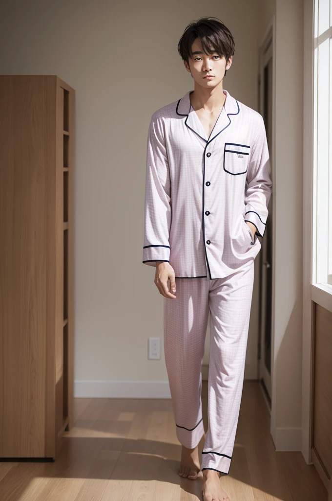 Standing man dressed in pajamas 
