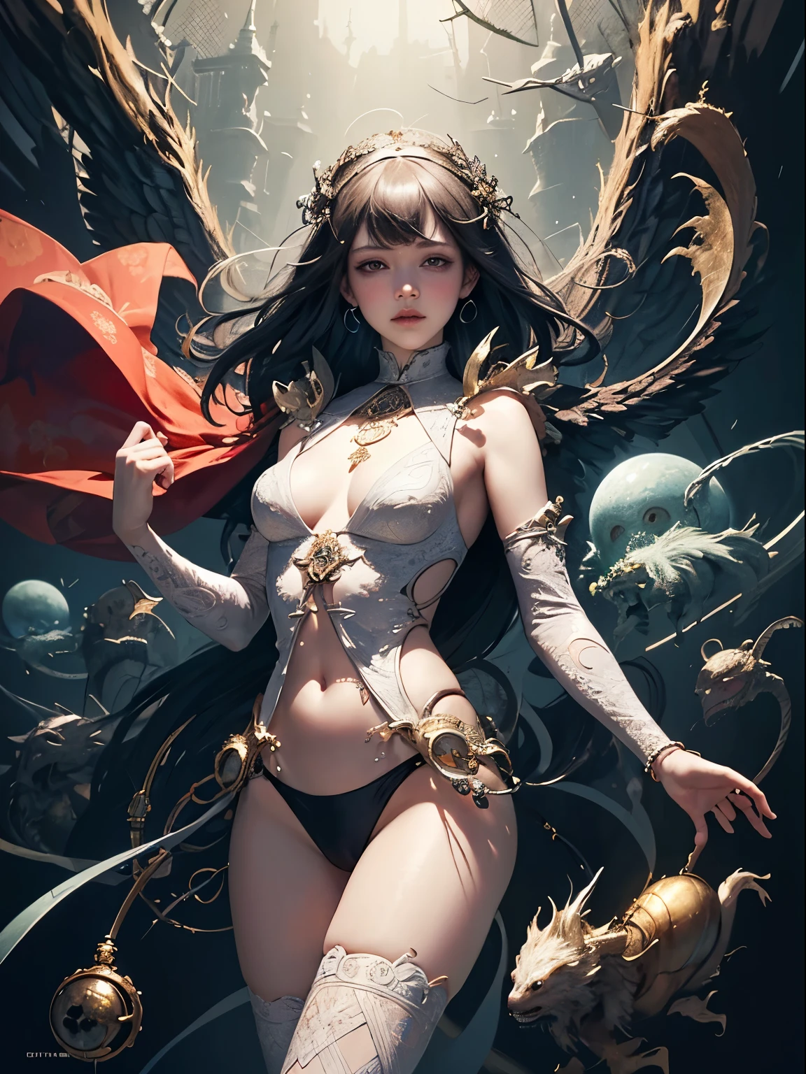 official art, unity 8k wallpaper, ultra detailed, beautiful and aesthetic, masterpiece, best quality, (zentangle, mandala, tangle, entangle), (fractal art:1.3) , 1girl, extremely detailed, dynamic angle, cowboyshot, the most beautiful form of chaos, elegant, a brutalist designed, vivid colours, romanticism, by james jean, roby dwi antono, ross tran, francis bacon, michal mraz, adrian ghenie, petra cortright, gerhard richter, takato yamamoto, ashley wood, atmospheric, ecstasy of musical notes, streaming musical notes visible