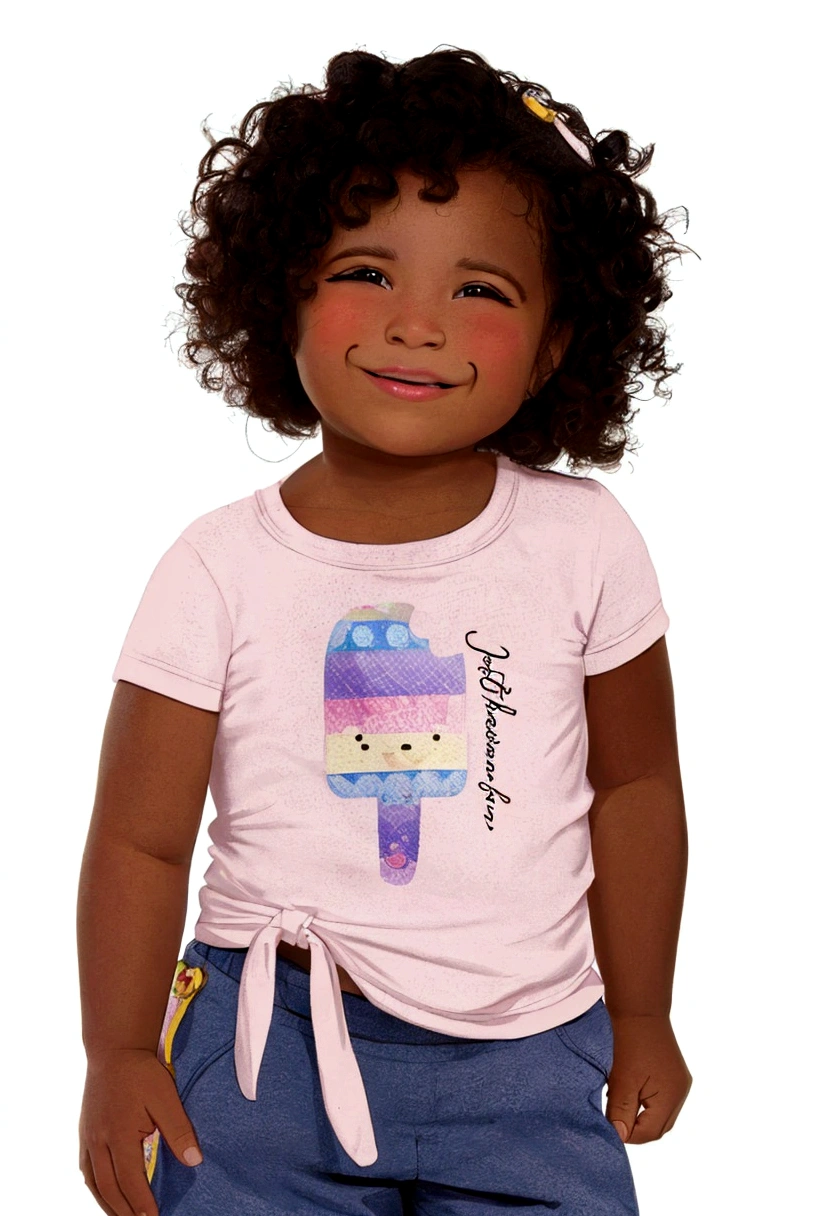  with curly hair, cute cartoon style
