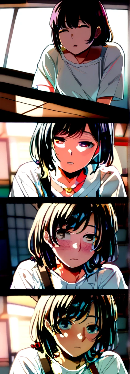 dress、(Photorealistic:1.4)、(hyper Realistic:1.4)、(Realistic:1.3)、(Smooth lighting:1.05)、(映画の照明Improvement of quality:0.9)、32k、One Girl、20-year-old girl、Realistic lighting、Backlight、Facial Light、Ray-tracing、(Bright light:1.2)、(Improvement of quality:1.4)、(Highest quality real texture skins:1.4)、Finely grained、Detailed painted face、Quality Eyes、(tired, Sleepy and satisfied:0.0)、 Face close-up、T-Shirts、(Enhance the mood of your body line:1.1)、(Enhances the beauty of skin texture:1.1)、((Suzuichi Hirose))、