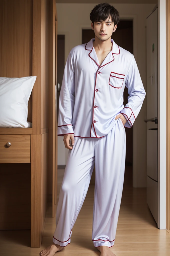 Man standing wearing pajamas