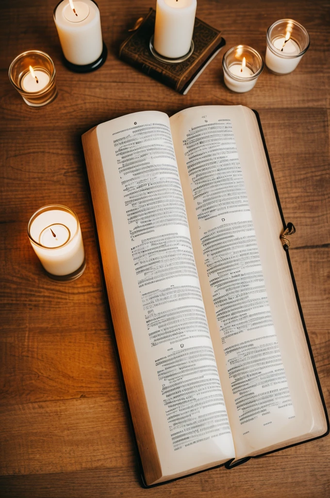 I created a bible on a table with candles and the bible should say ''1 minute prayer'' on the cover