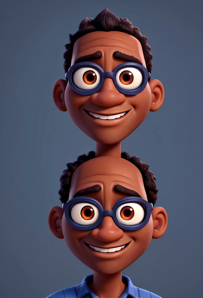 Cartoon character of a dark-skinned man, baldie, smiling man in sunglasses and blue shirt, animation character, stylized character, animation style rendering, 3d stylized, Arnold Maya rendering, Stylized 3D rendering, toon render screenshot, 3d character, 3d character, Stylized 3D rendering, 3D character rendering, cartoon character, Personagem de close up, character posing, (Pixar-style) (master part:1.2) (bokeh) (best qualityer) (skin detailed) (detailed texture) (8K) (Argilla) (cinematic lighting) (sharp focus)