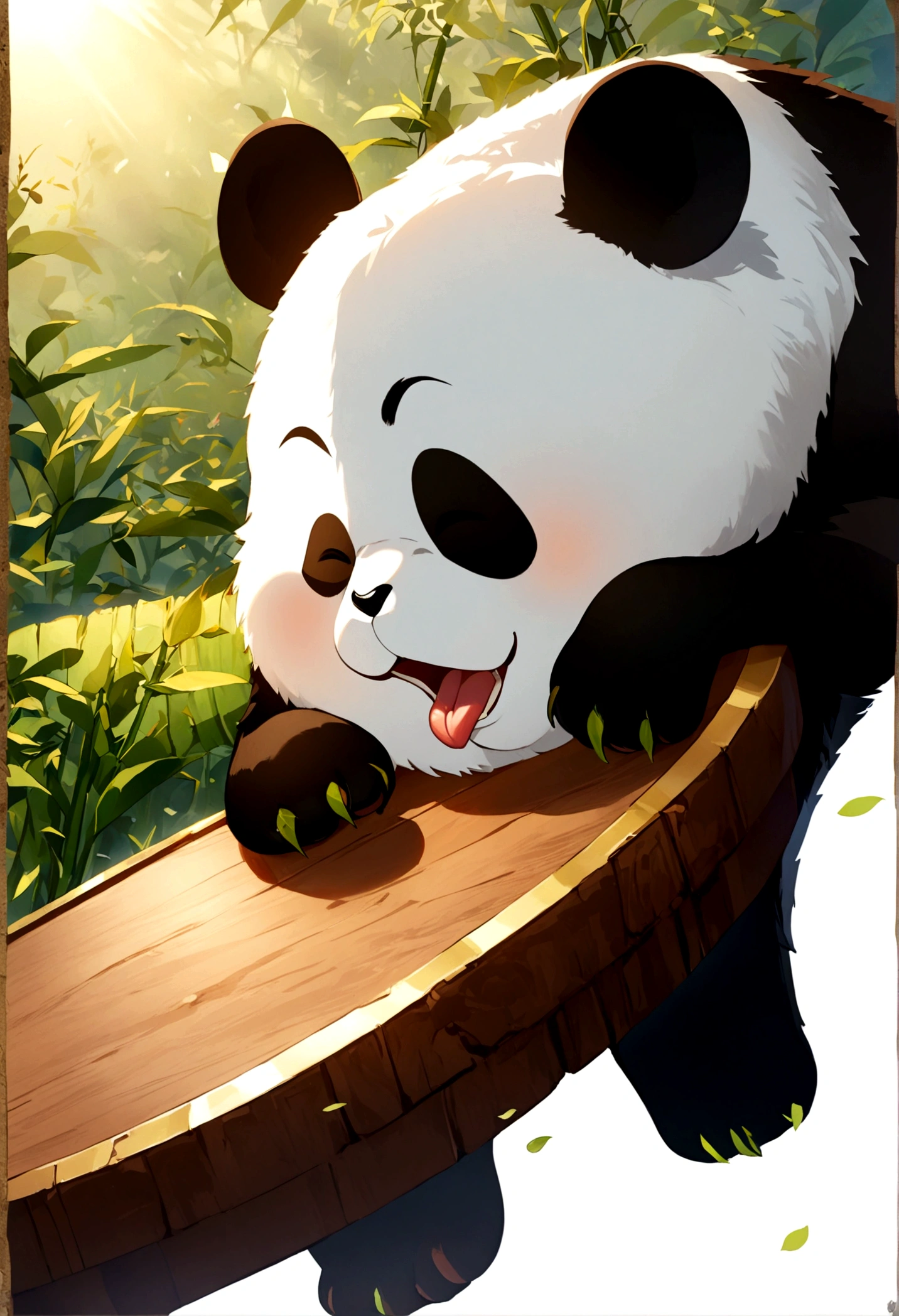 List of cute Chinese giant panda emojis,cartoon animals,A green bamboo leaf on the head,Hands on hips,Short legs, (((Sad expression,Excited expression,Naughty tongue sticking out expression,Winking teasing expression))) , (((Detailed panda animal portrait table,Front view,side view,three quarter view))) (((White background))),masterpiece,Extreme details,8K resolution,panoramic,Depth of Field