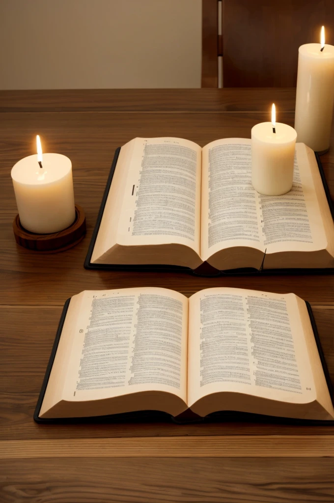 I created a bible on a table with candles and the bible must say ''1 minute prayer'' on the cover which must be closed