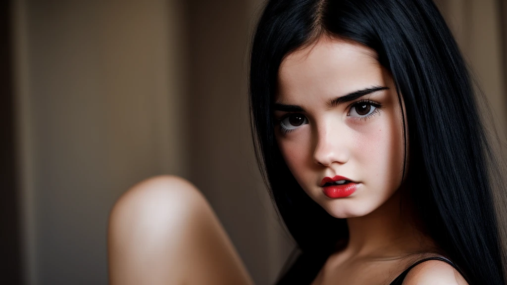 girl with red and black hair, horror, portrait