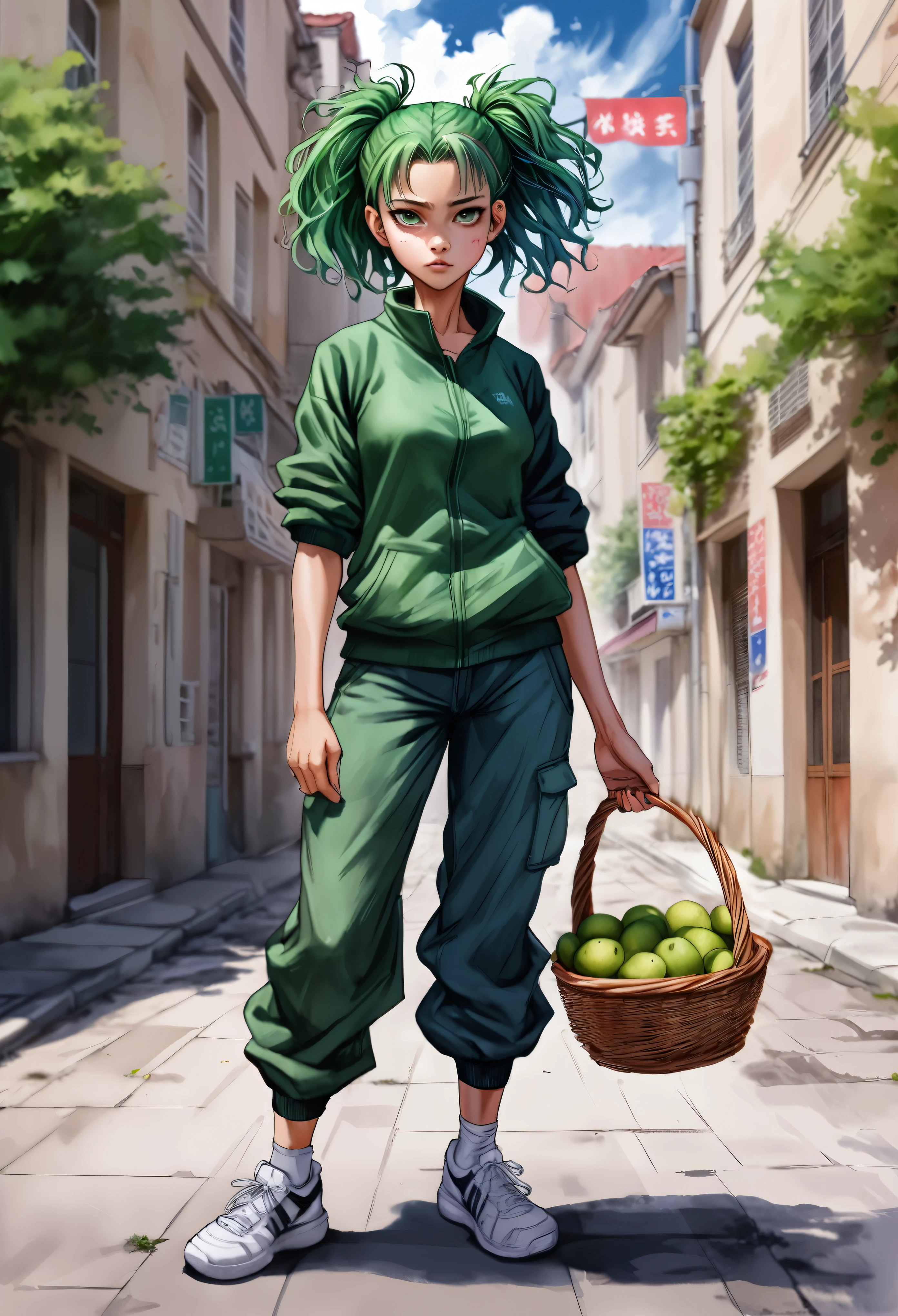 Écran vert, Fond uni, uniforme de lycée:2, Aquarelle numérique fantastique, Pinceaux aquarelle Photoshop, une fille, baskets, pose debout, tout le corps, Anime, jujutsu kaisen, votre nom, nouveaujeans, Filles coréennes, éclairage spectaculaire d&#39;en bas