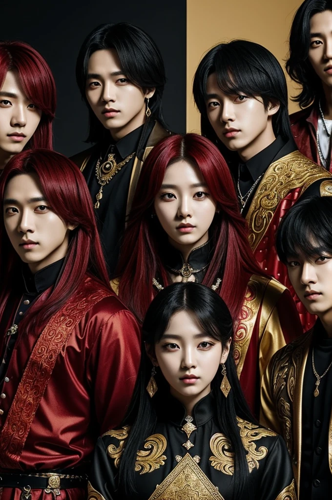 creates a kpop group called Renaissance with its concept of rebirth its main colors are red black and gold