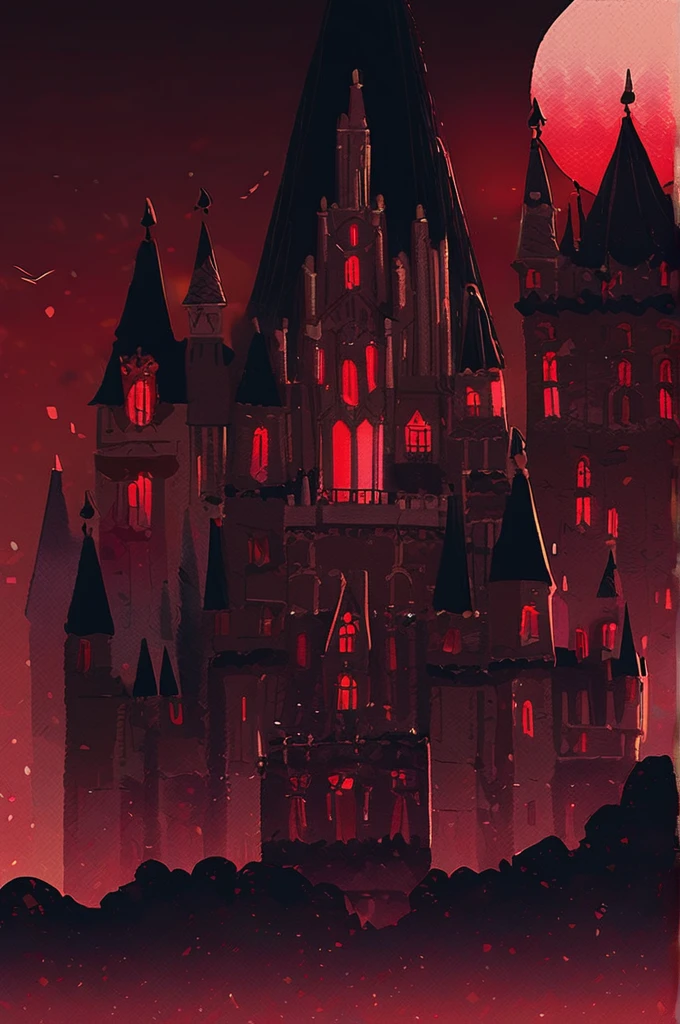 ((Лучшее качество)), ((шедевр)), (подробный), Vampire Gothic castle with a red moon