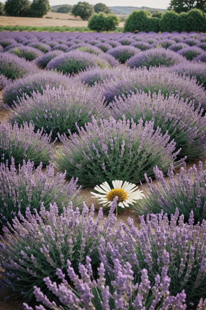 Lavender flower with purple colors, green and white in a circle