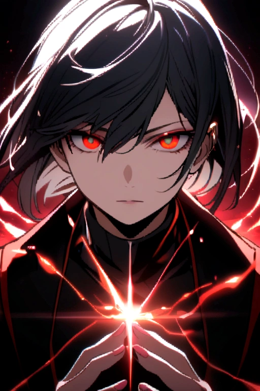 White and black hair, the two red eyes