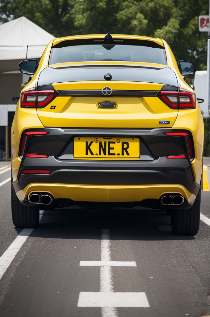 Yellow license plate with the numbers 08.07.23