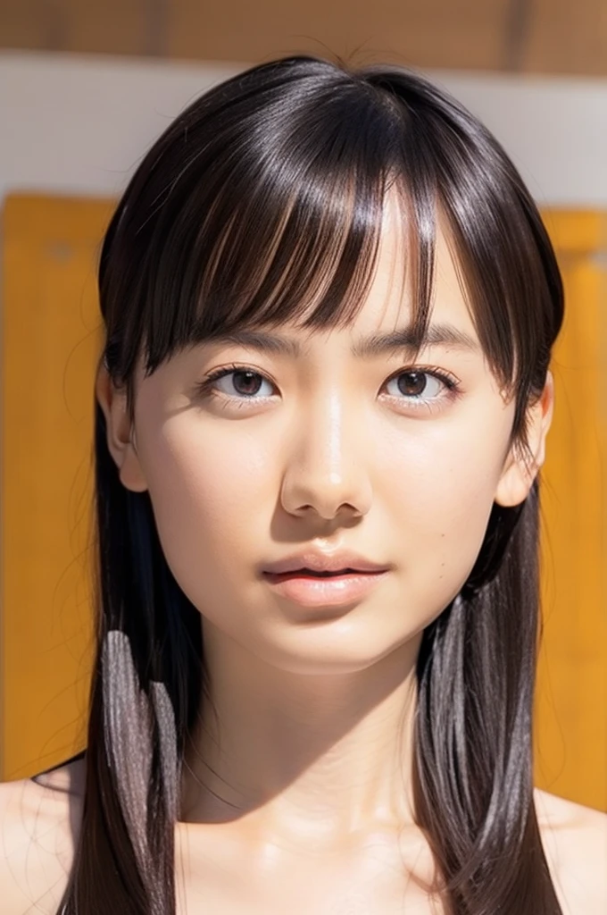a young girl, a young girl, medium length light brown hair, nude, looking at viewer, beautiful detailed eyes, beautiful detailed lips, extremely detailed eyes and face, long eyelashes, flawless skin, delicate features, serene expression, natural lighting, photorealistic, 8k, highres, masterpiece, ultra-detailed, realistic, vivid colors, natural lighting, soft focus, warm color tones