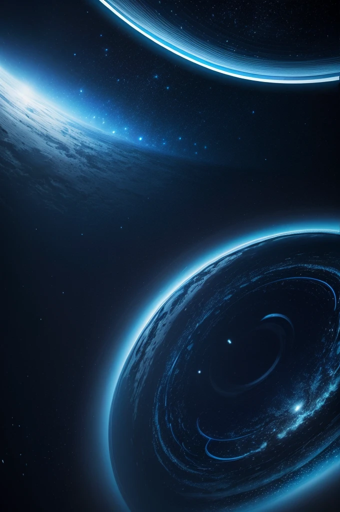 Generate image with a medium dark blue background, with books around and a space in the center UM