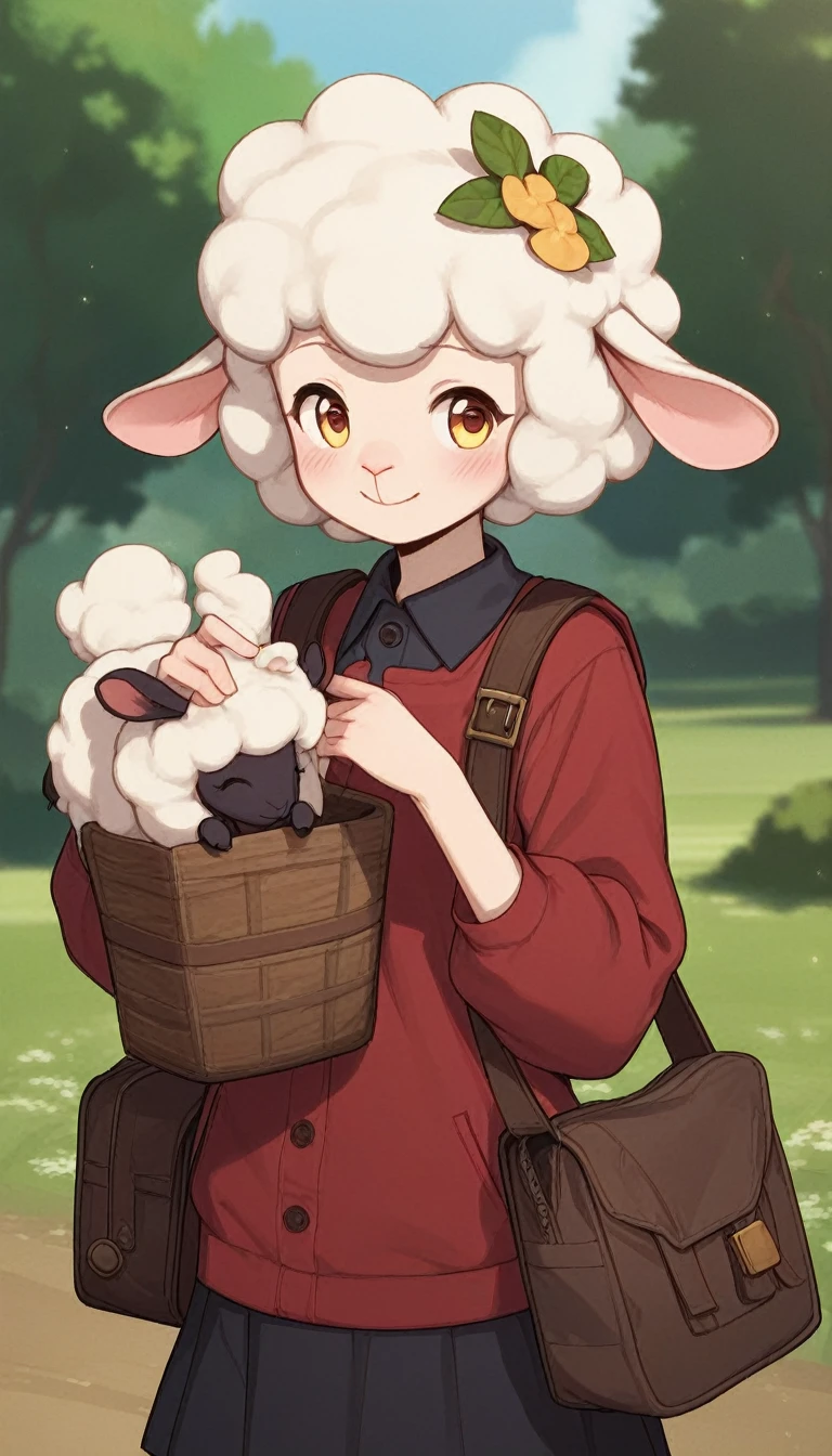 1 girl, young, antro, woolry, wool, fluffy wool, sheep girl, check_9, check_8_up, check_7_up, check_6_up, check_5_up, check_4_up