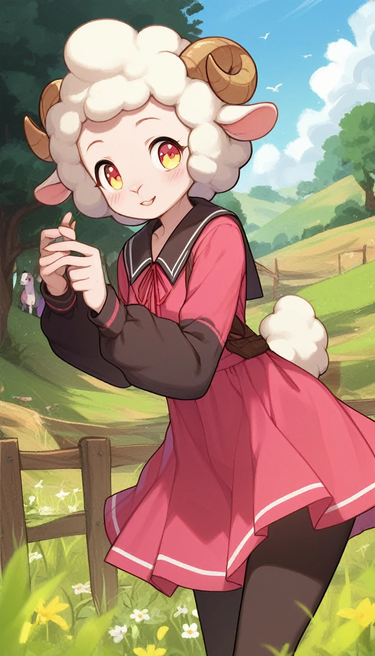 1 girl, young, antro, woolry, wool, fluffy wool, sheep girl, check_9, check_8_up, check_7_up, check_6_up, check_5_up, check_4_up