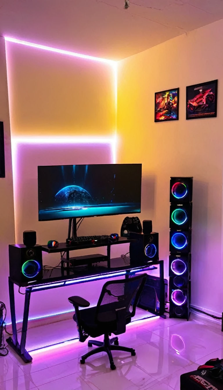 Make gaming room and single pc setup rgb lights 