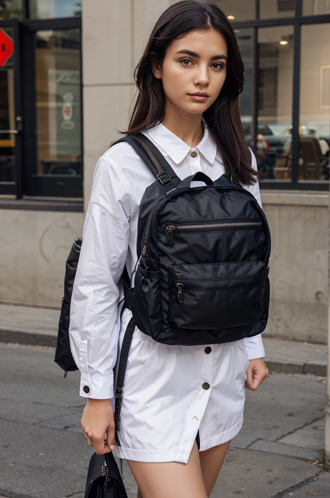 Polyester backpacks, nylon with genuine leather details executive