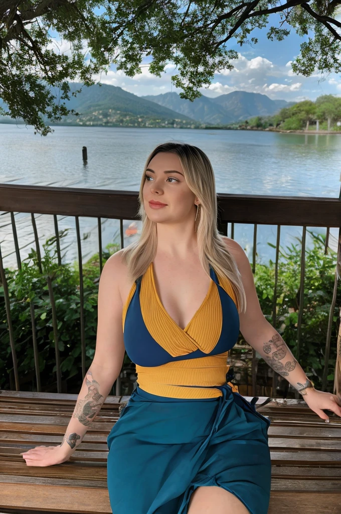 (high quality:1.2, 8k, cinematic lighting, incredible details, 20-year-old girl, 1 girl, lake, swimming in the lake, gazing at the sky, not looking at the camera, lounging on the lake, rain, raindrops, nature)