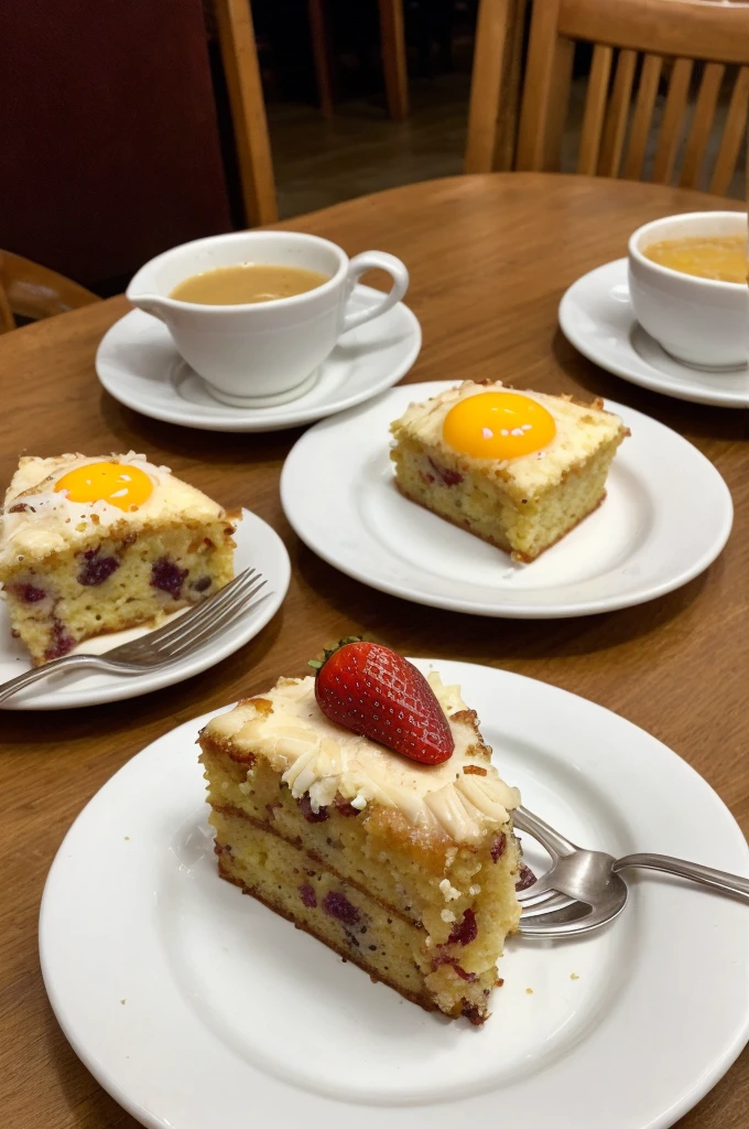 Breakfast cake at a restaurant 