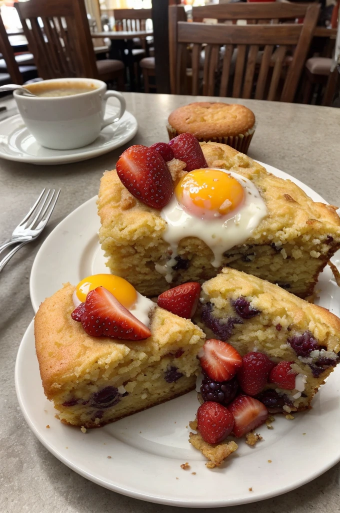 Breakfast cake at a restaurant 