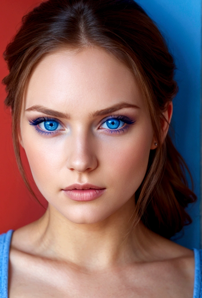 a beautiful woman with blue eyes
