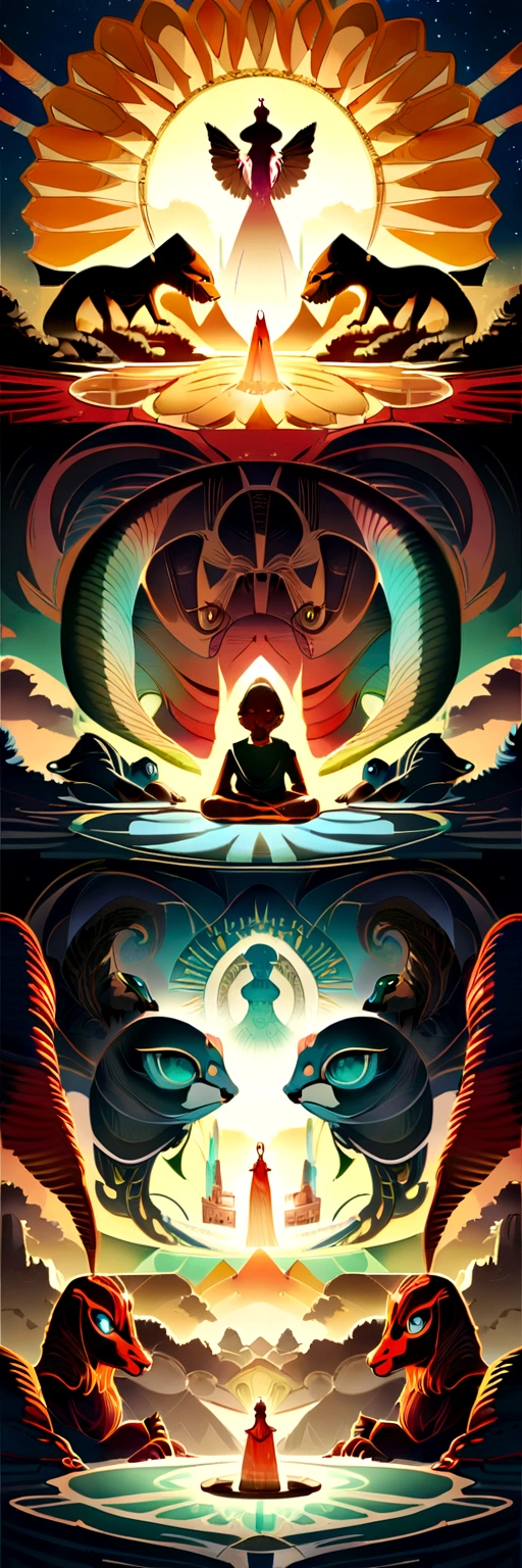 Sphinx , made in ghibli studio style , anime
