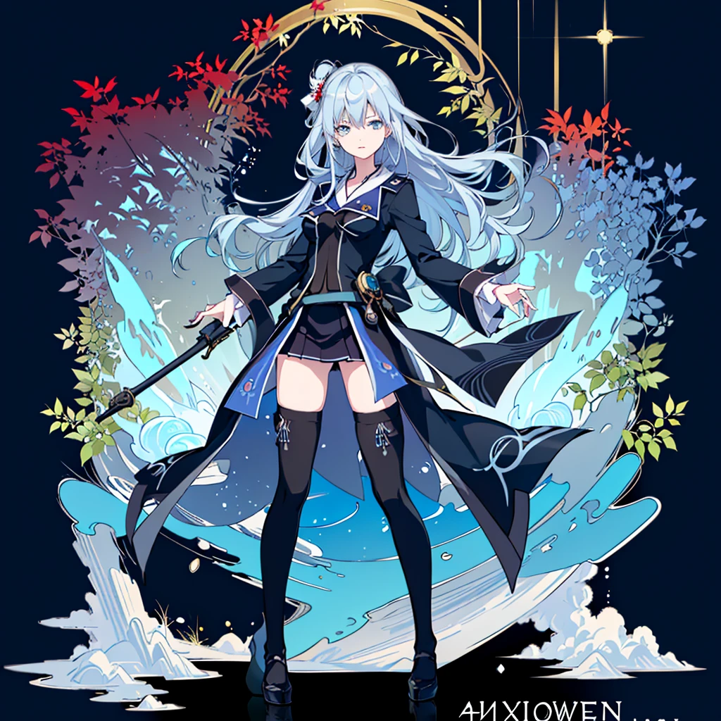 1girl,  solo, outdoors, long hair, holy place, Original,(Illustration:1.1),(Best Quality),(masutepiece:1.1),(the Extremely Detailed CG Unity 8K Wallpapers:1.1), (Colorful:0.9),(mid-shot:0.95),(extremely detailed beautiful face),(Solo:1.2), (girl),(((Lori))), (Detailed beautiful eyes:1.15), (Beautiful face:1.15), (Glowing blue eyes:1.25////),(((sky blue Long Hair))),(two side up),(+perfect hand+:1.21),(Draw illustration of Japan priestess costume),(slender),(White pleated skirt),(Gothic),((black thighhighs)),(frilld),(Beautiful Slender Lolita Girl),hallowween,standing, girl,10 years old,  girl,foggy place,vampire,sky blue hair,(((full body,whole body))),