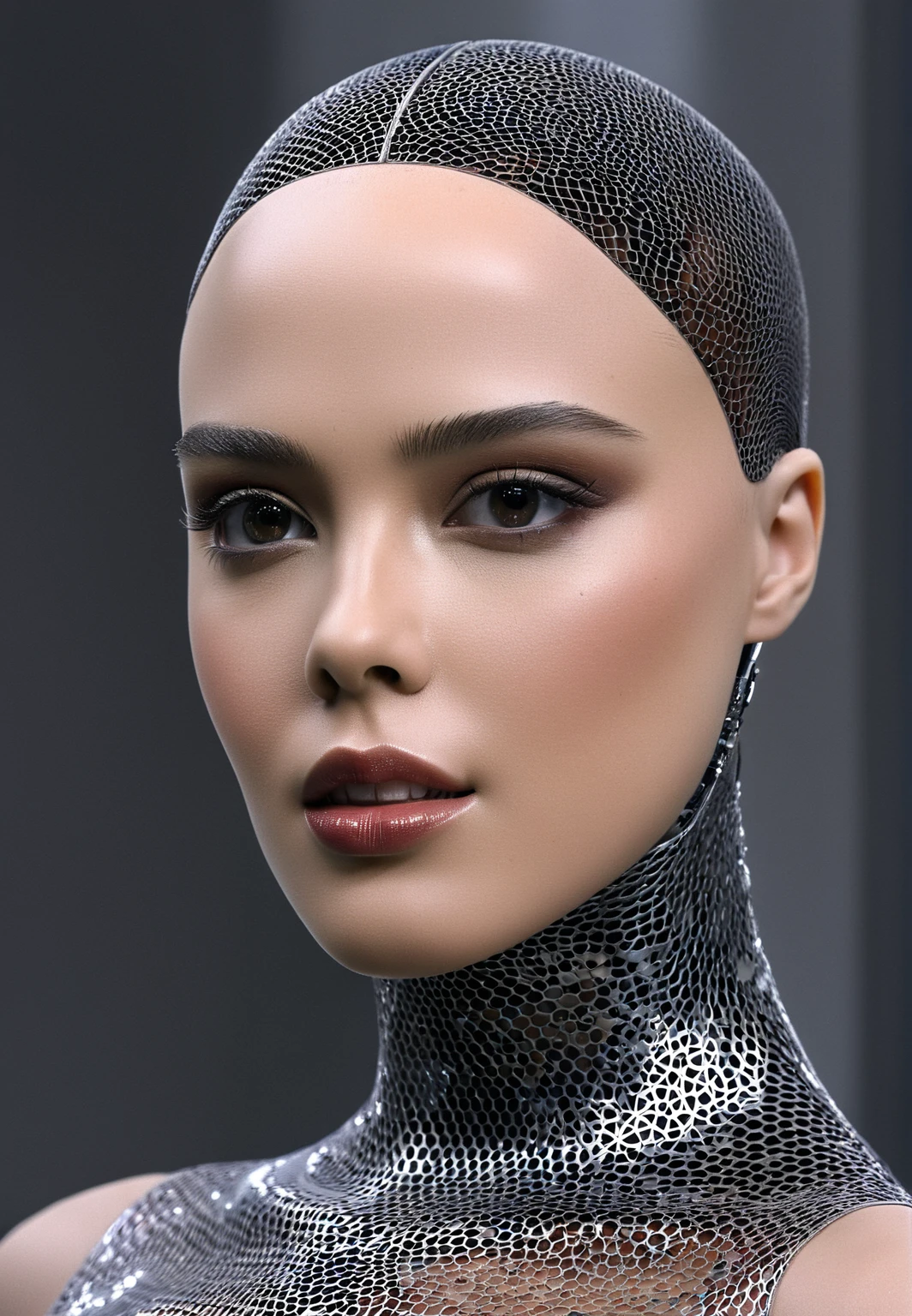 Here is a prompt for creating an image:
"Design a stunning and alluring female humanoid AI robot inspired by the film Ex Machina. The robot should have a face resembling that of an extremely gorgeous lady, with human-like, realistic skin. Ensure that the skin texture is detailed and beautiful, capturing the essence of a woman's beauty intertwined with advanced AI technology."