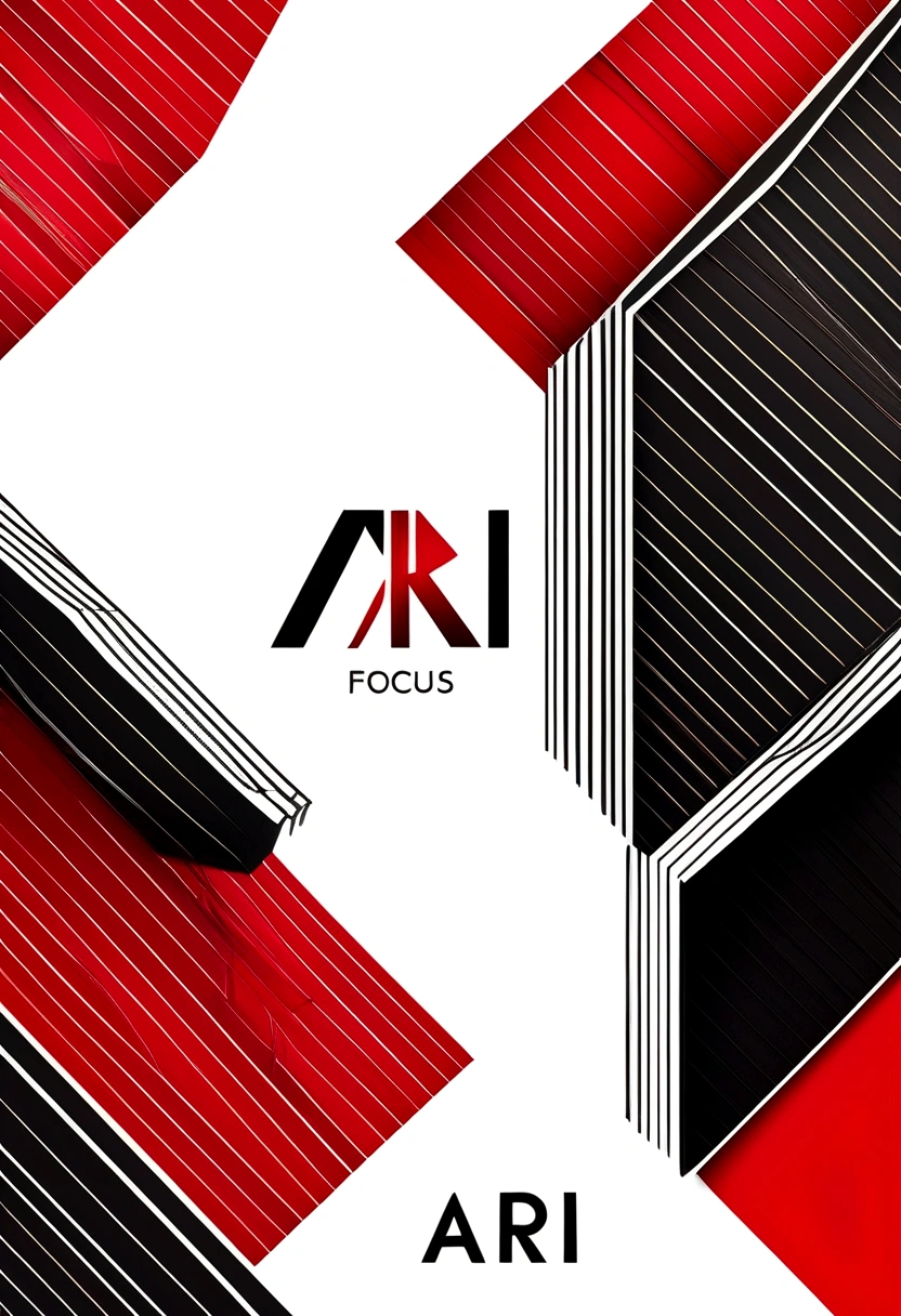 Minimalistic logo , Focus of letter "ARI", building facade, lines representing structure or architecture, city skyline. Colors red and black, Style elegant, modern, minimalist. The mood is energetic, professional, friendly