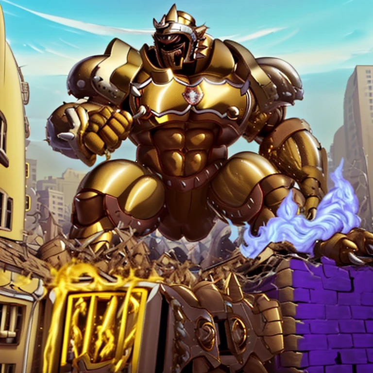 (Solo. masterpiece. official art. 8k. best quality. detailed full body. full body.)
(situation 1 : dominating zeraora. zeraora is over 1000 meters long. focus GIANT mechanical Muscular zeraora is trampling the city. Looking down. macro. stomp. Low-angle perspective. emphasizing the immense size. He is much bigger than a skyscraper. Giga Giants. looking down. foot focus, (soles:1.2))
(situation 2 :smoke and flames rising from the destruction in the city)
(Additional details 1: wearing a full-face helmet. golden armor. Armored Flazzard. Armored_Flazzard. high-tech bio-mecha armor. real texture material. whole body shines like metal. Wearing cyberpunk mecha. emphasizes the muscles. suit fully made of metal. intricate armor. Robotic suit. suit fully made of metal. cyborg. He is wearing a golden cloak.).
(Additional details 2: (Detailed head. Detailed Body. Detailed abs. gigantic muscles. HYPER MUSCLES. Gigachad Muscular. big muscle. pecs. triceps. traps. unusually developed muscular body. body full of huge muscles. showing off muscles. pectorales enormes. Exaggeratedly huge muscles. huge muscles. long legs.).
(Additional details 3: Spread wings. It has wings. have big wings. The claws are sharp. Sharp teeth).
(Additional details 4: golden hyper penis. hyper golden penis. big penis) Chrome Armor