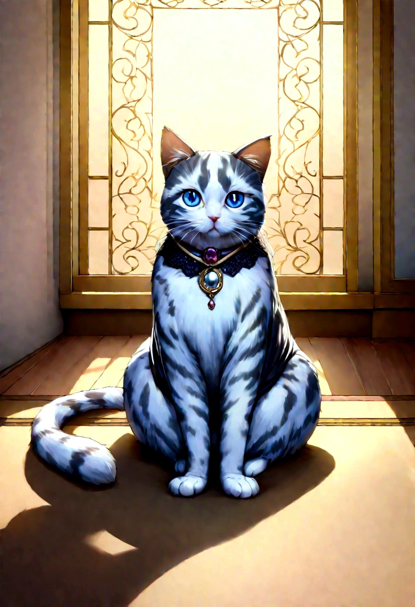 "Generate ultra-high-definition images that capture the Russian blue in an elegant way, Classic Cat Pose. Using advanced macro photography techniques、Highlights the intricate details of the cat's coat, ears pricked, And the expressive eyes and dignified appearance come out.. Place the camera at the cat's eye level, Create an intimate connection between the viewer and the cat subject. Implement a wide aperture for a shallow depth of field, Make the cat stand out clearly against a softly blurred background. Improve lighting、Emphasizes the texture and contours of the cat's body, Using the software, Remove coarse shadows、, warm atmosphere. Catch a cat in a relaxed position, But balanced, Show your flexibility and elegance. Try to capture the moment in natural motion, Stretc.hing, Cleanliness, etc.., To convey a sense of authenticity. Implement post-processing techniques to improve image clarity, sharp contrast, and color balance, Protect every aspect, From the cats' intricate patterns to their intense gaze, rendered in stunning detail. Finally, Conveys the soft beauty and innate elegance of Russian blue, Capture fleeting moments celebrating the unique essence of a cat's curiosity and poise."