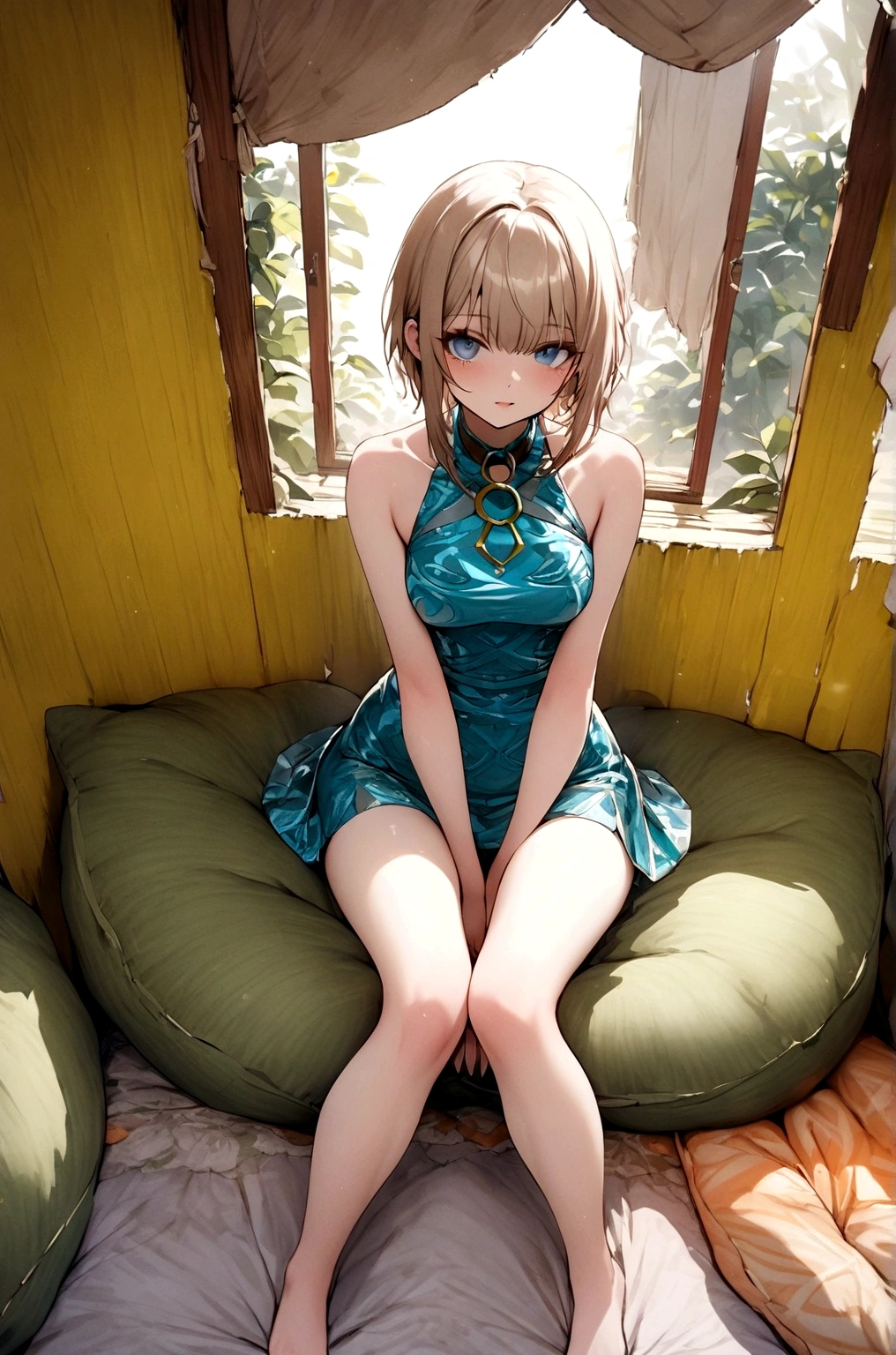 (masterpiece), 1girl, pale skin, blonde hair, short hair, blue eyes,