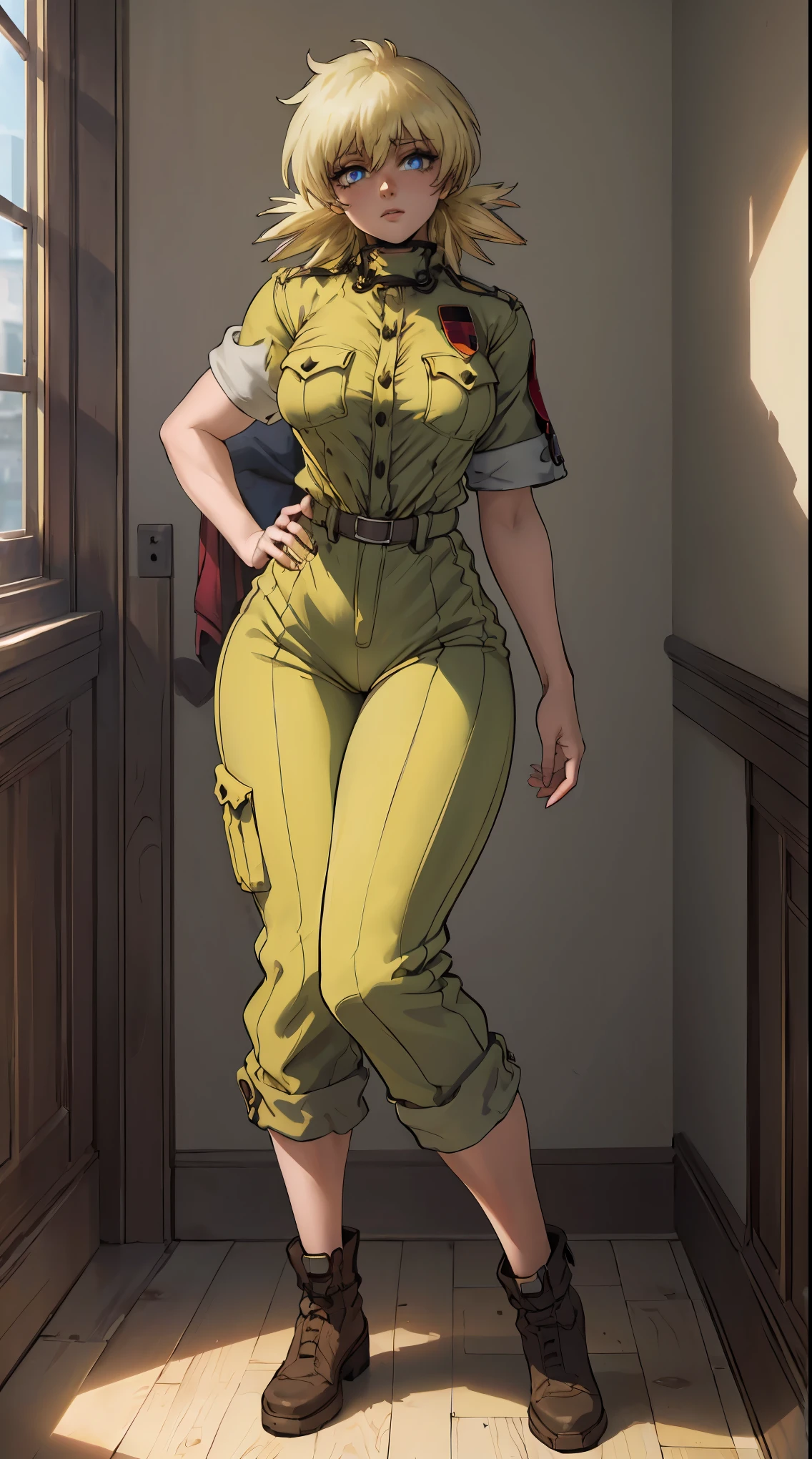 ((((((full body , full shot))))) ((dynamic pose)) (masterpiece, highest quality, best quality, official art, beautiful and aesthetic: 1.2), (1girl), extremely detailed, (fractal art: 1.3), highest detailed, lower boddy focus, lower body, HDR, ), vivid visual effects, (dynamic stripes, luminous traces: 1.2), kuki, kuki shinobu, hip focus, sexy, wide hips, thicc figure, abs, muscular, Face out of shot, Detailed face, Detailed eyes, perfect face, perfect eyes, seras, wearing overall jumpsuit, skirt, exposed thighs